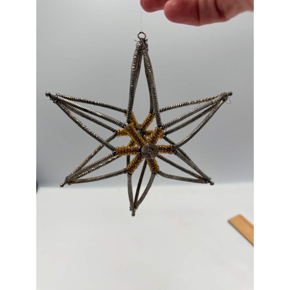 Unbranded Star Ornament Unisex OS Silver Gold Excellent Wire Beaded 3D Star